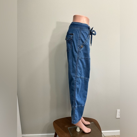 Sanctuary Tie Waist Cropped Denim Pants Blue Size Small - Picture 3 of 7